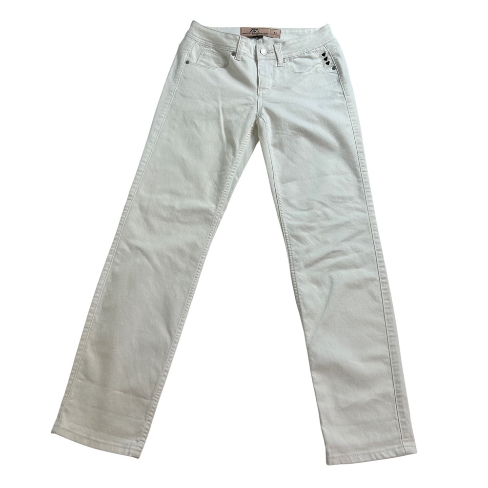 Disney Alice Through The Looking Glass White‎ Denim Jeans Heart Detail Sz 4